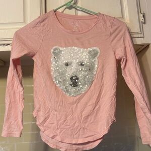 Sequin Polar Bear long sleeve pink top size 7/8